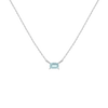 Birthstone Baguette Necklace Vermeil 14K 18K White Gold Aquamarine - Mar First