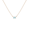 Birthstone Baguette Necklace Vermeil 14K 18K Yellow Gold Aquamarine - Mar First