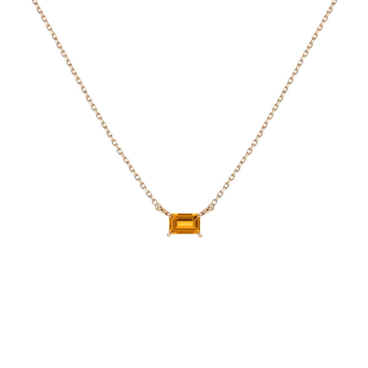 Birthstone Baguette Necklace Vermeil 14K 18K Yellow Gold Citrine - Nov