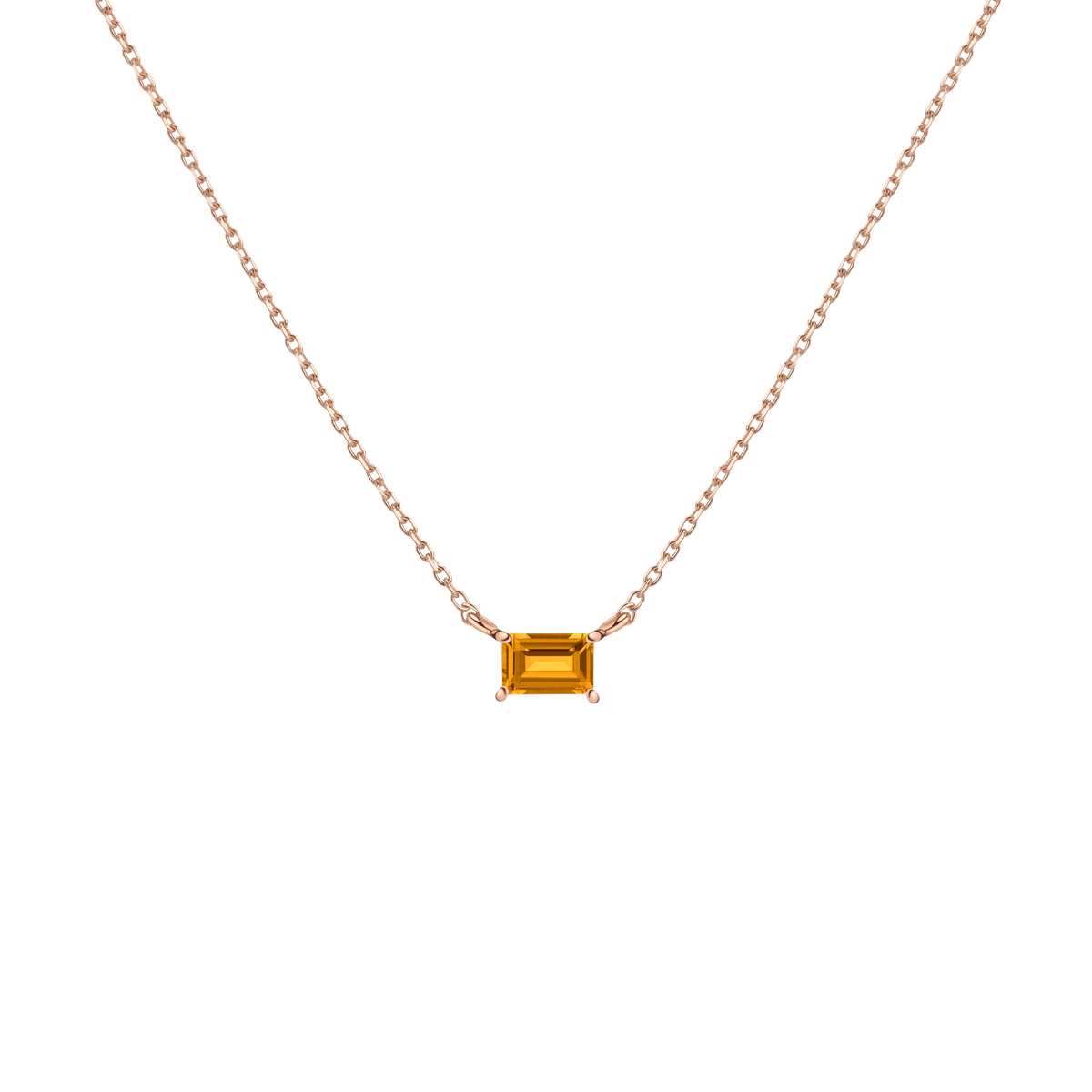 Birthstone Baguette Necklace Vermeil 14K 18K Rose Gold Citrine - Nov