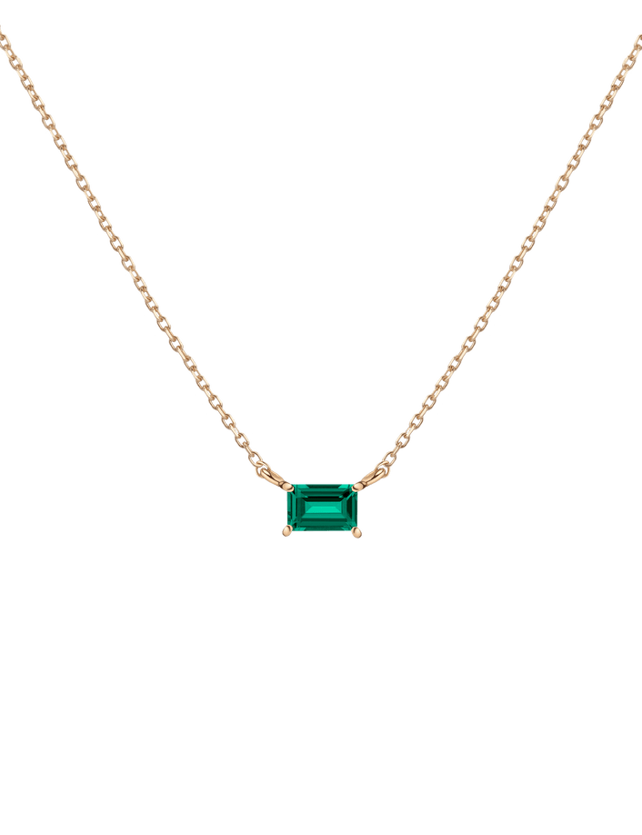 Birthstone Baguette Necklace Vermeil 14K 18K Yellow Gold Emerald - May First