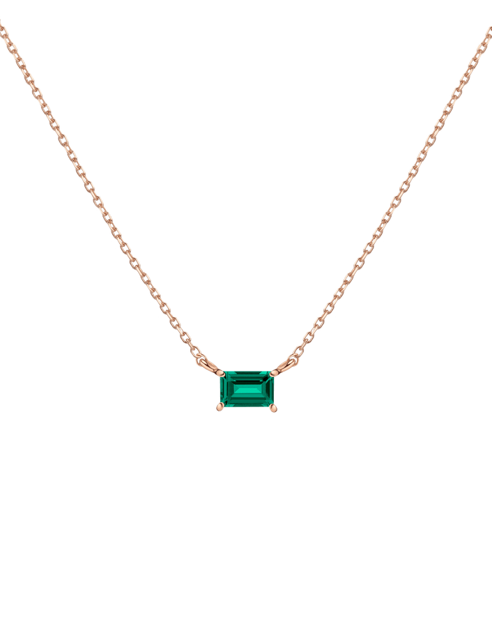 Birthstone Baguette Necklace Vermeil 14K 18K Rose Gold Emerald - May First