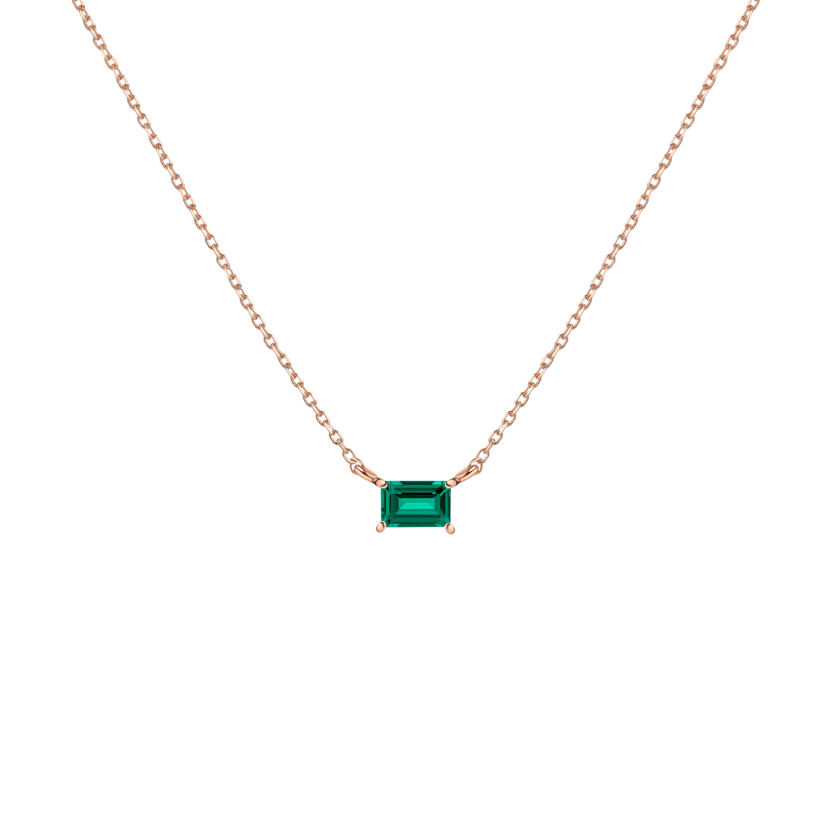 Birthstone Baguette Necklace Vermeil 14K 18K Rose Gold Emerald - May First