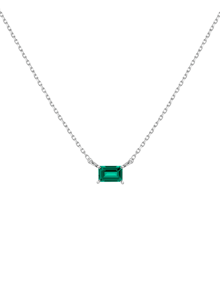 Birthstone Baguette Necklace Vermeil 14K 18K White Gold Emerald - May First