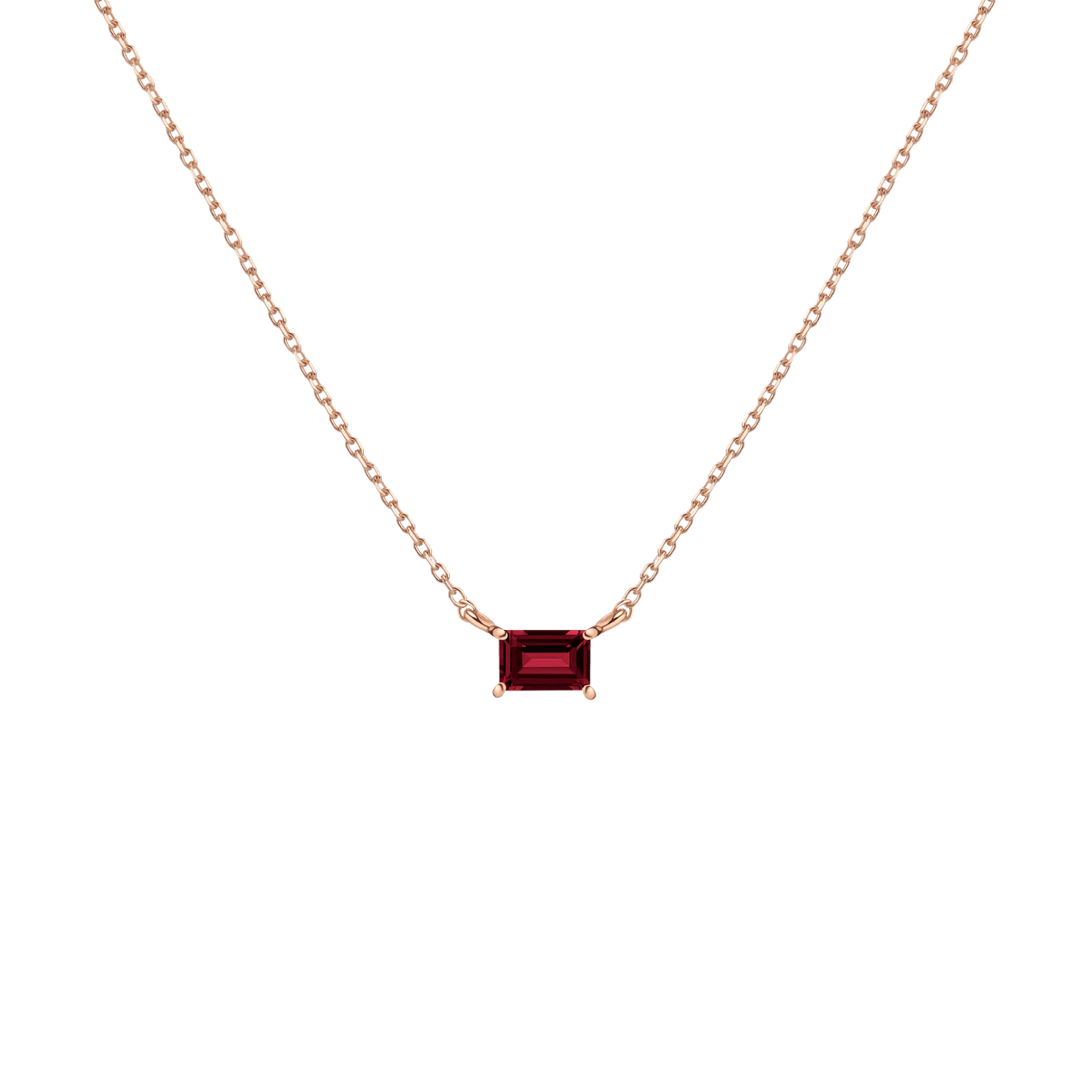 Birthstone Baguette Necklace Vermeil 14K 18K Rose Gold Garnet - Jan