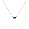 Birthstone Baguette Necklace Vermeil 14K 18K Rose Gold Blue Sapphire - Sep First