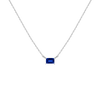 Birthstone Baguette Necklace Vermeil 14K 18K White Gold Blue Sapphire - Sep First