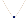 Birthstone Baguette Necklace Vermeil 14K 18K Yellow Gold Blue Sapphire - Sep First