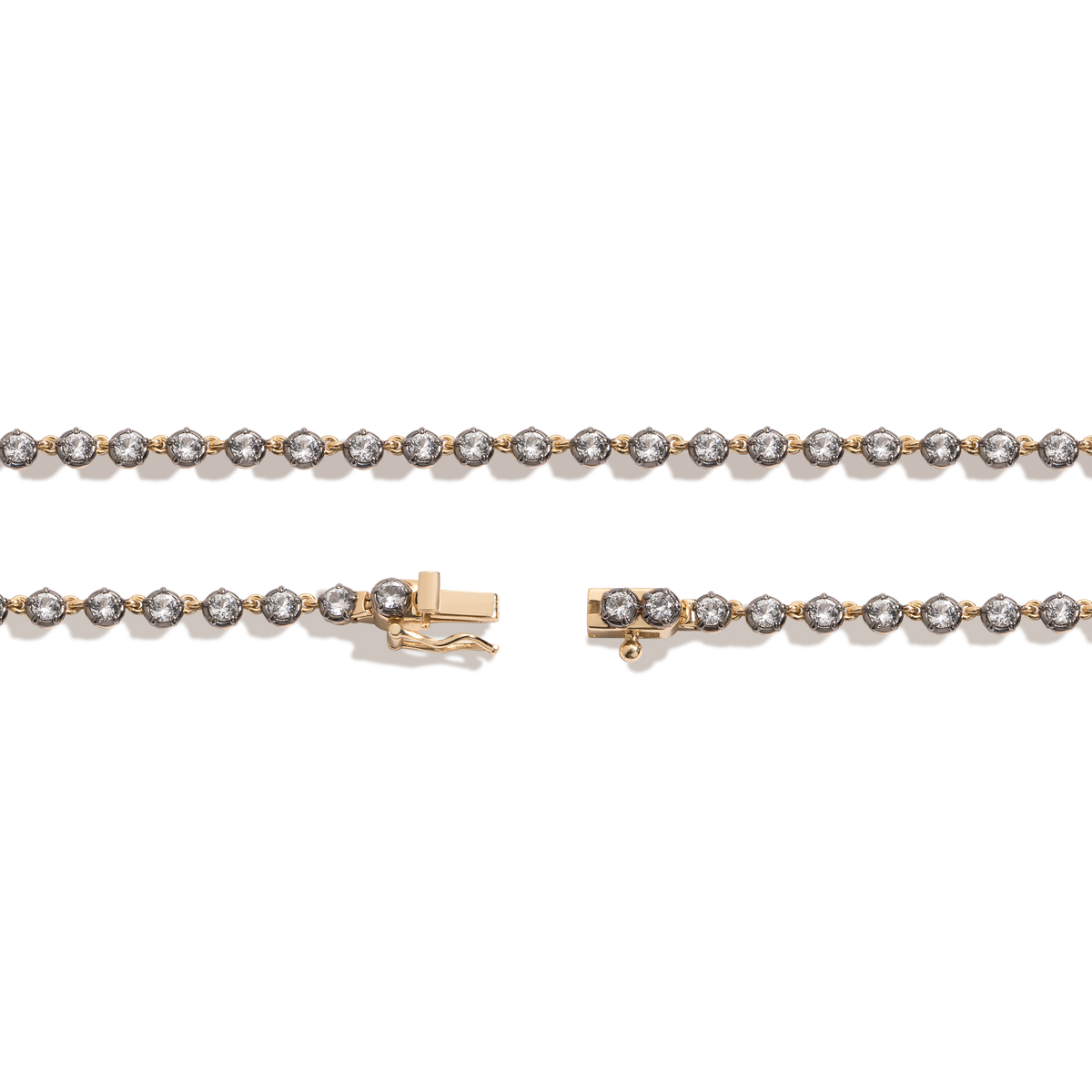 Black Rhodium Georgian Tennis Necklace Vermeil Black 16in 