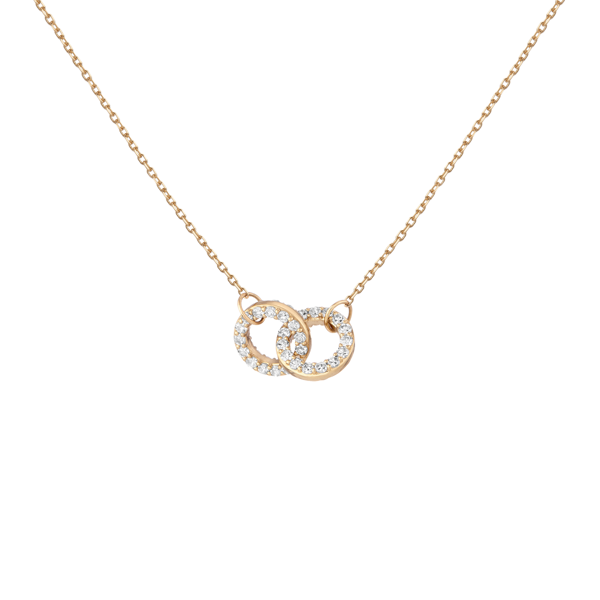 Double Lab Grown White Sapphire Connection Necklace Vermeil Yellow Gold First