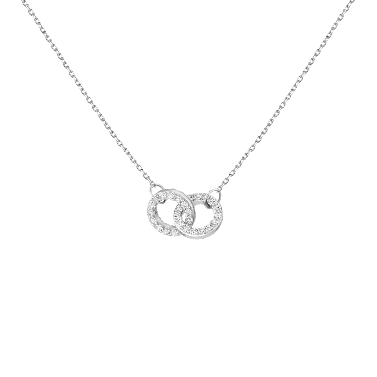 Double Lab Grown White Sapphire Connection Necklace Vermeil White Gold First