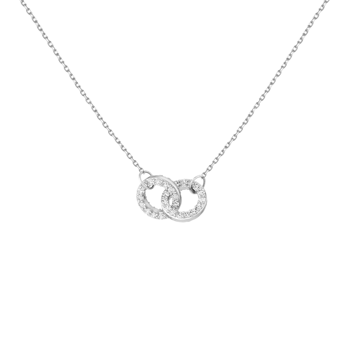 Double Lab Grown White Sapphire Connection Necklace Vermeil White Gold First