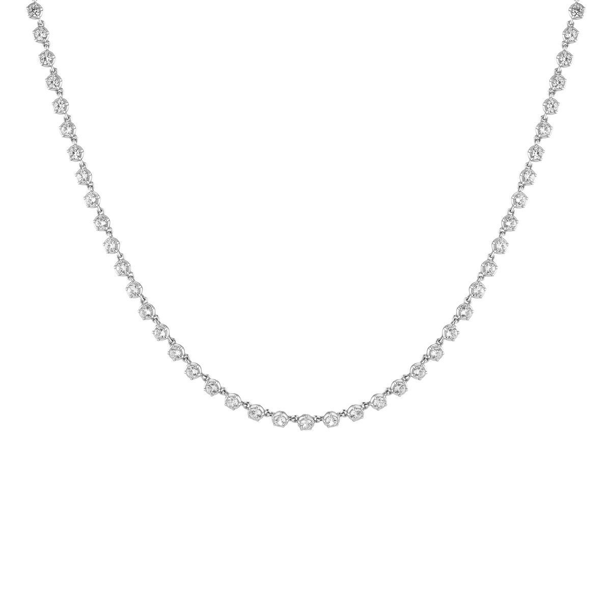 Lab Grown Diamond Georgian Tennis Necklace 14k White Gold 16in First