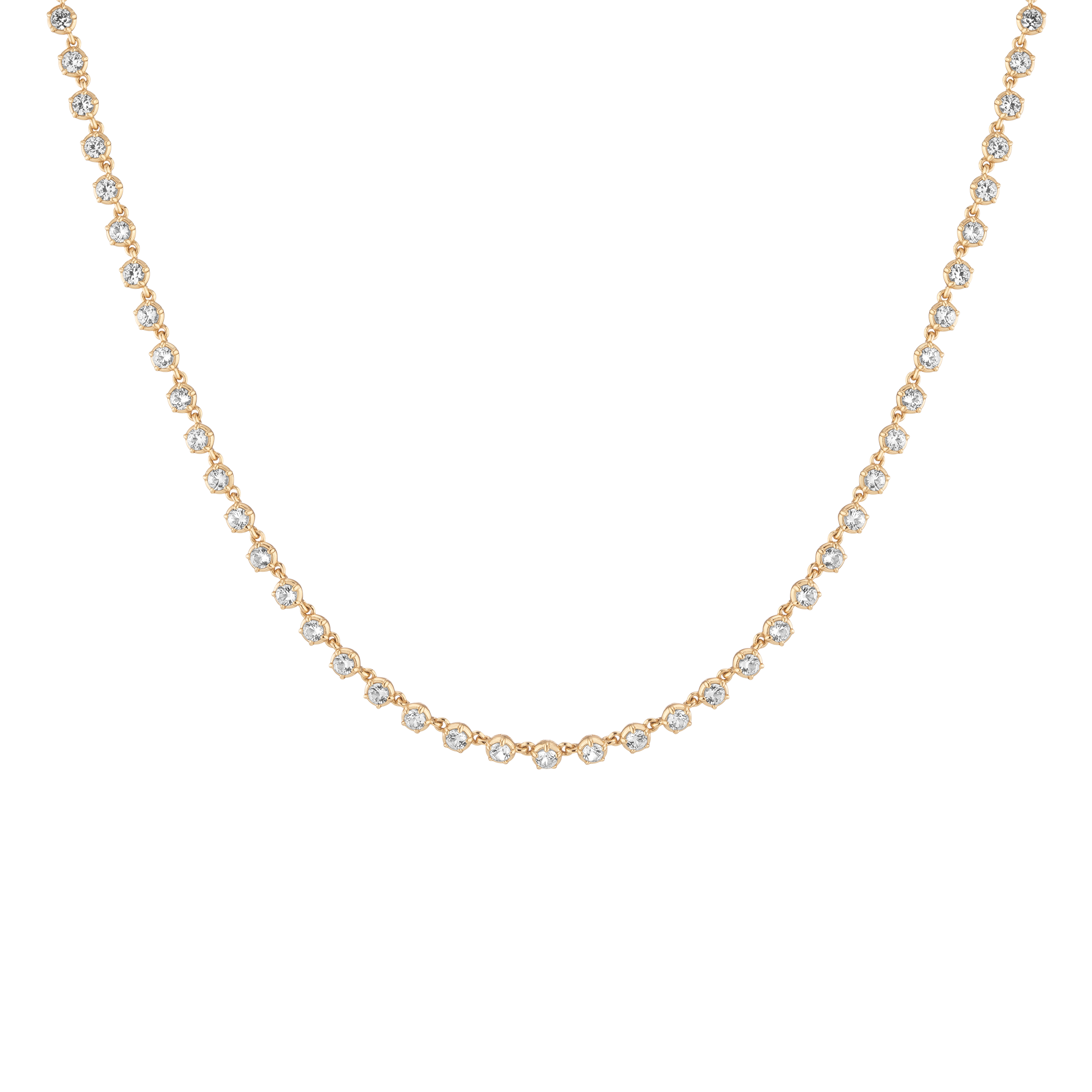 Lab Grown White Sapphire Georgian Tennis Necklace