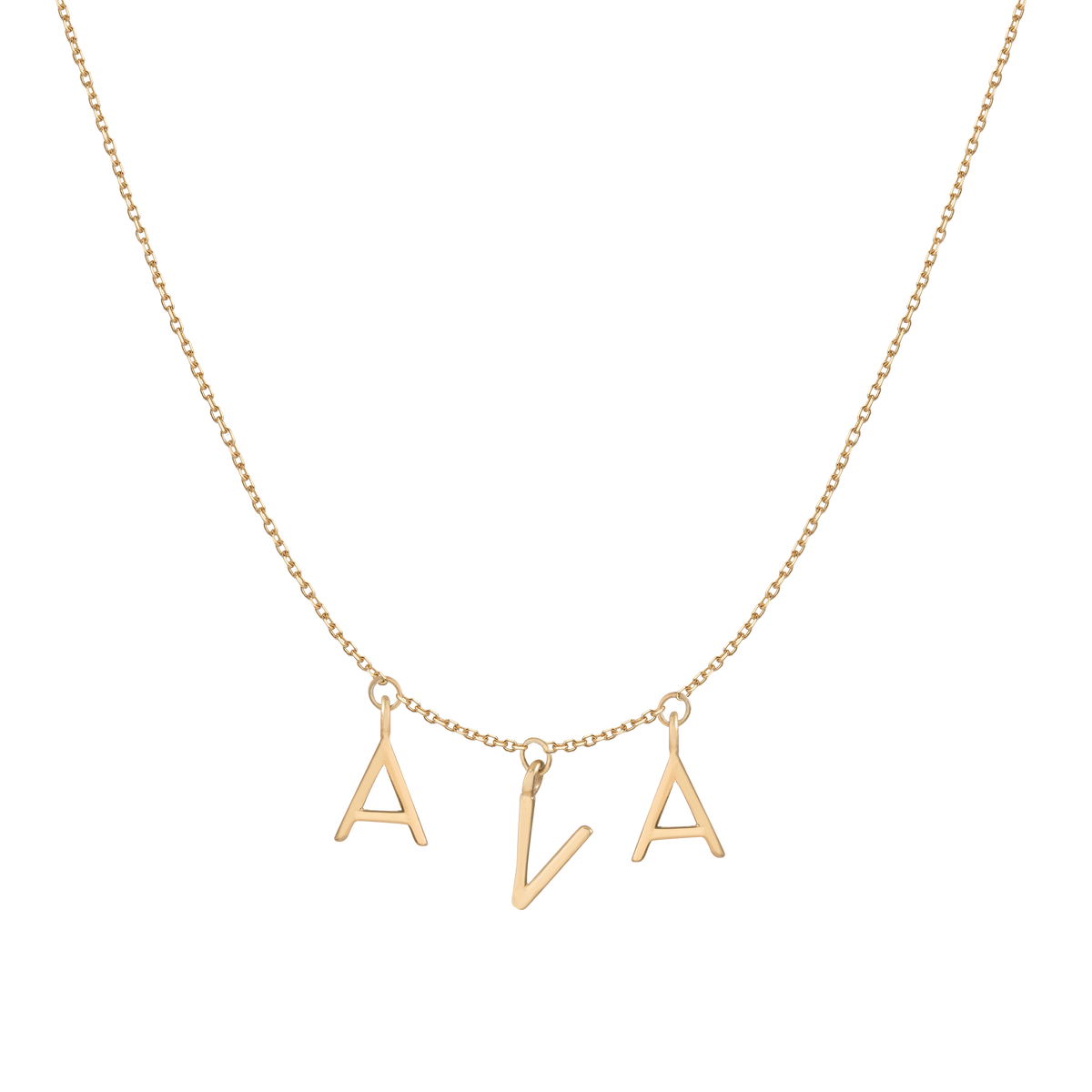 Gold Station Letter Necklace 14k Yellow Gold 1 2 3 4 5 6 First