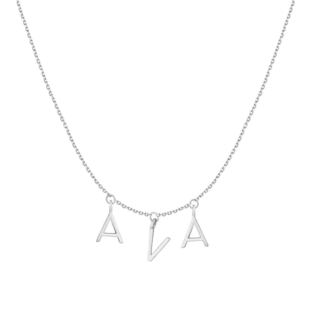 Gold Station Letter Necklace 14k White Gold 1 2 3 4 5 6