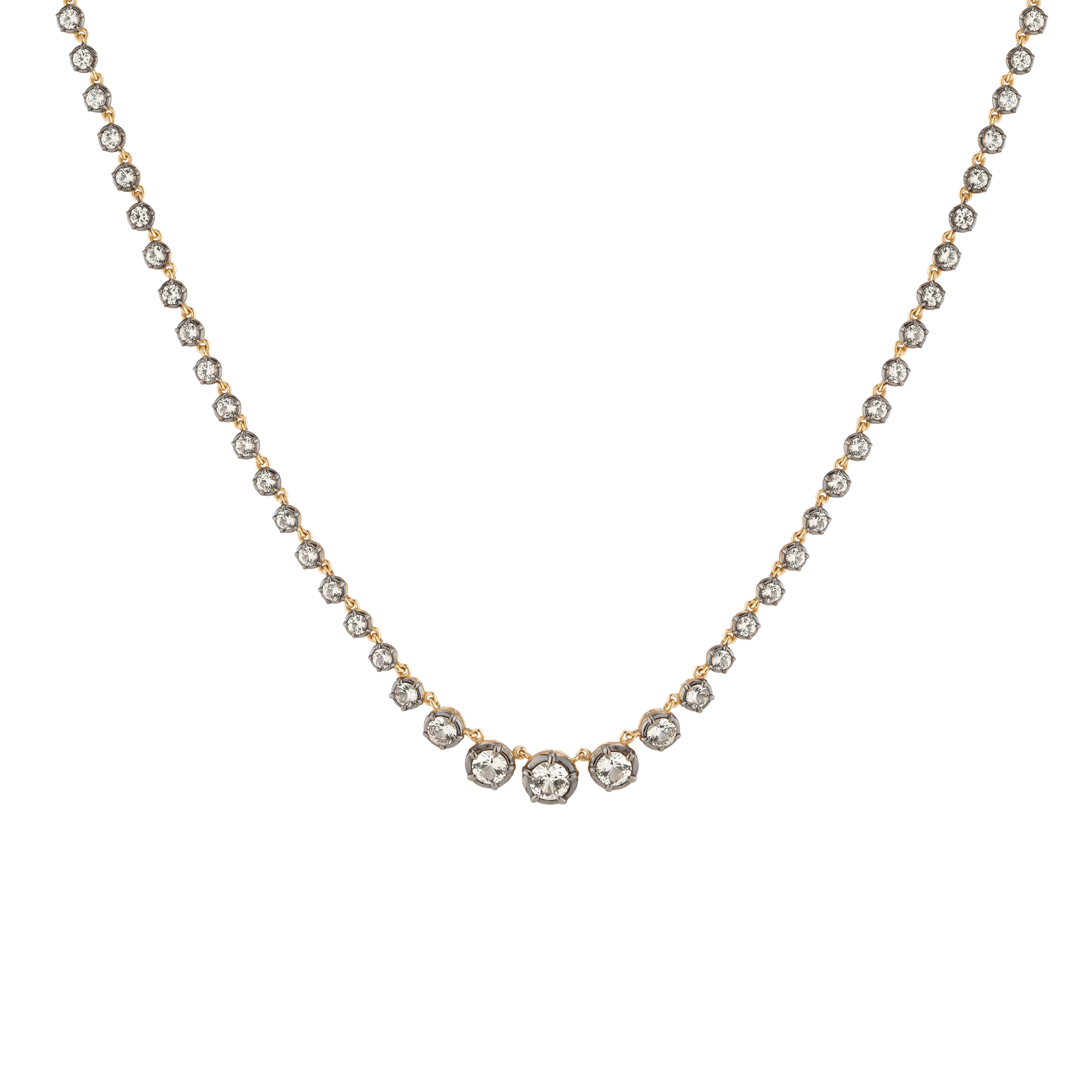 Black Rhodium Graduated Georgian Tennis Necklace