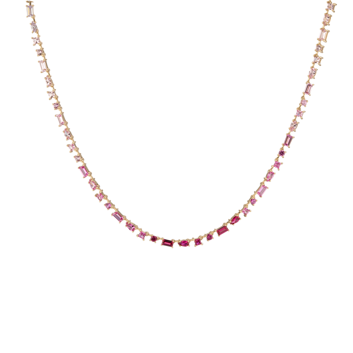 Pink Ombré Mosaic Tennis Necklace