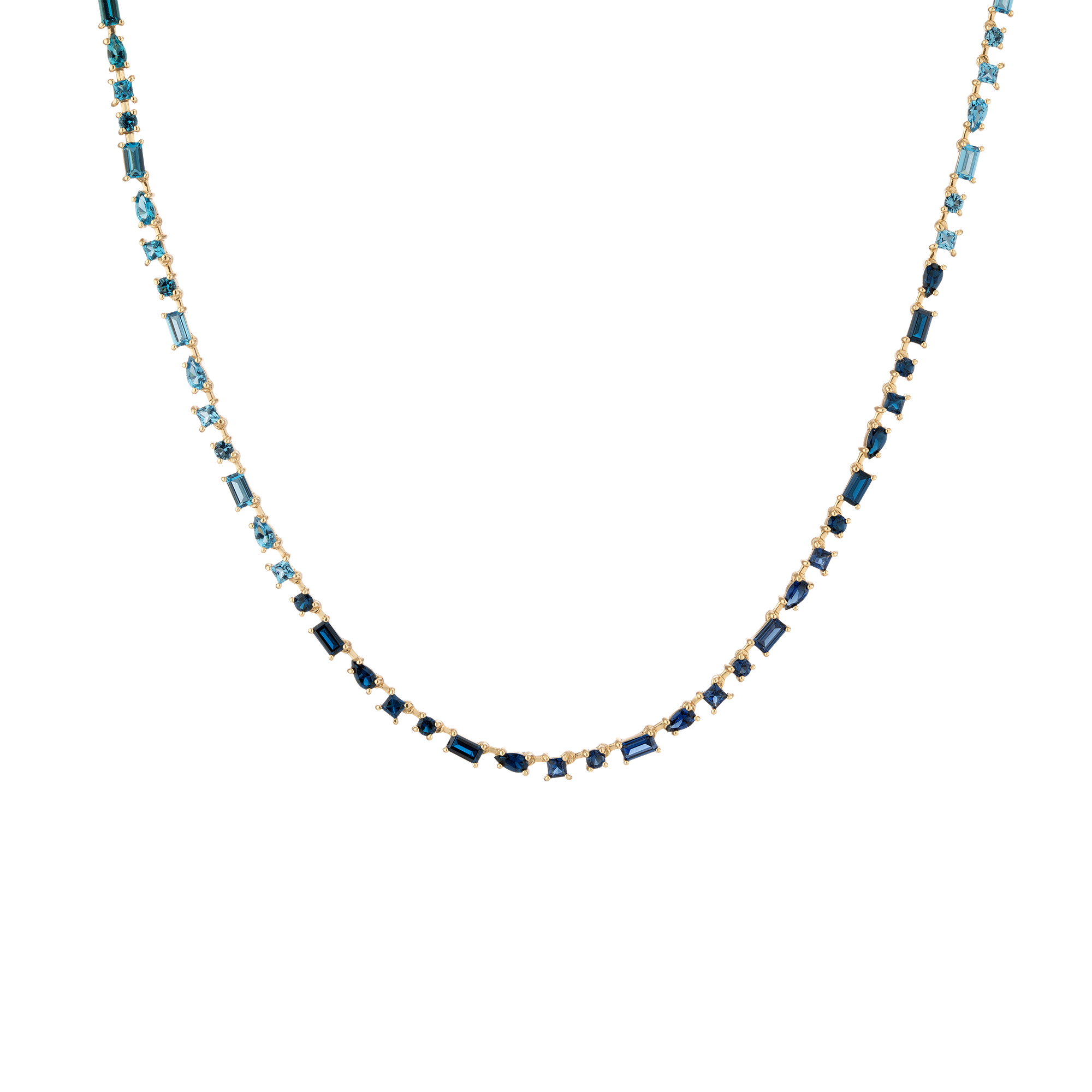 Blue Ombré Mosaic Tennis Necklace