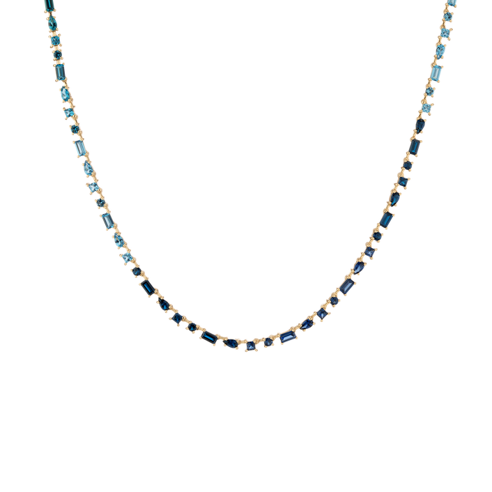 Blue Ombré Mosaic Tennis Necklace