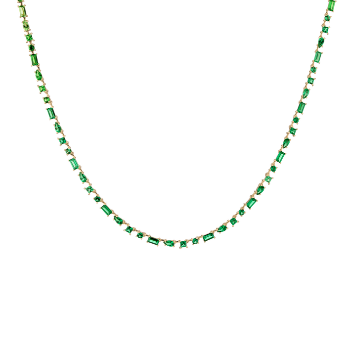 Green Ombré Mosaic Tennis Necklace