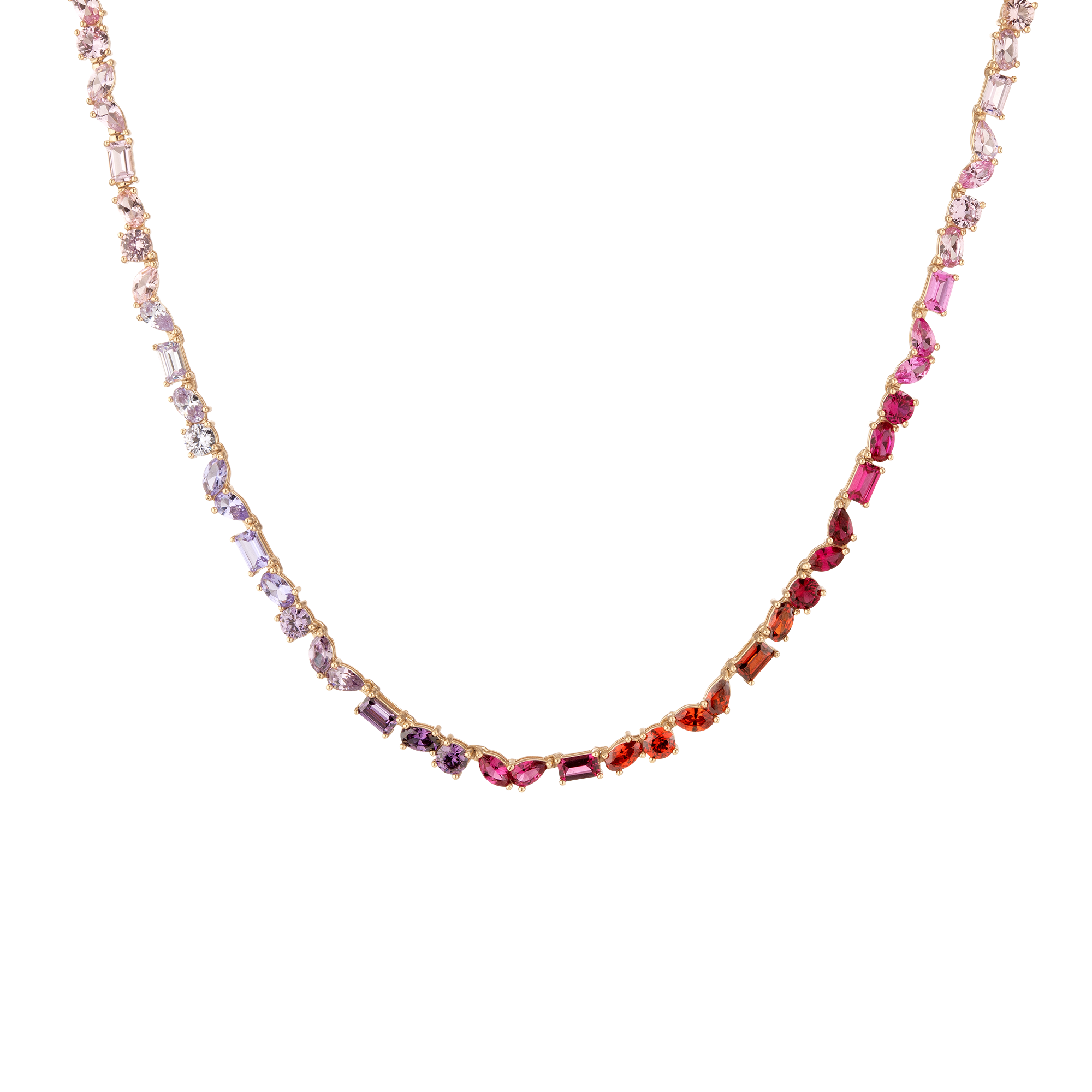 Pink Ombré Mixed Shape Tennis Necklace