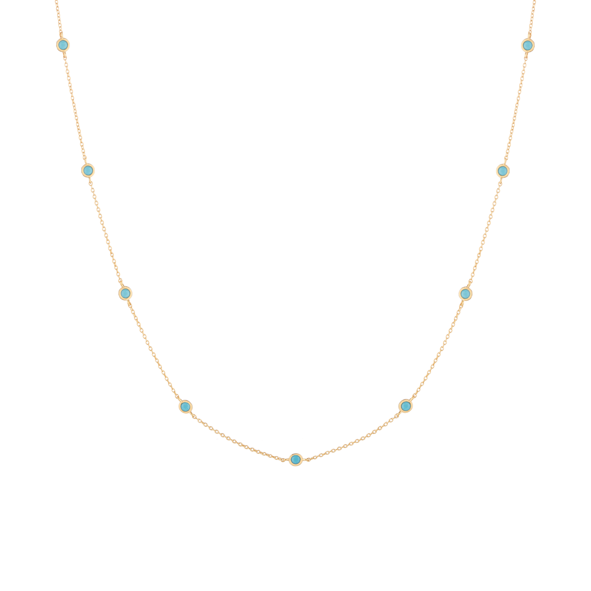 Aurate x Frye: Turquoise Station Necklace Yellow Gold Vermeil First