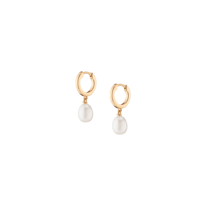 Pearl Drop Huggie Earrings Vermeil 14k 18k Yellow Gold Single Pair First