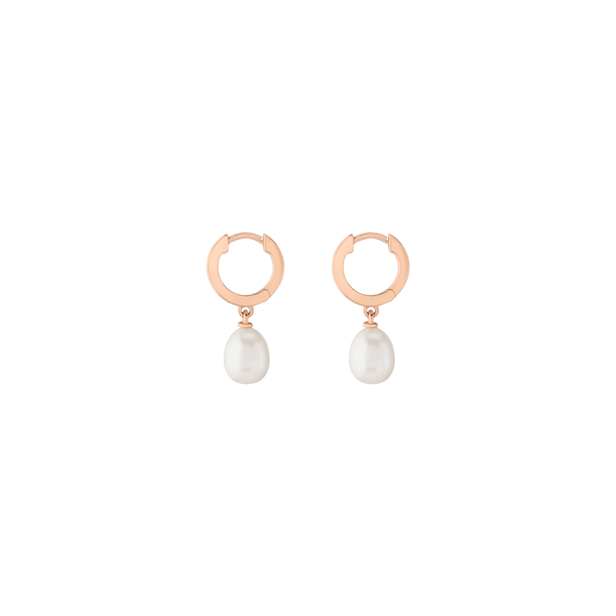 Pearl Drop Huggie Earrings Vermeil 14k 18k Rose Gold Single Pair