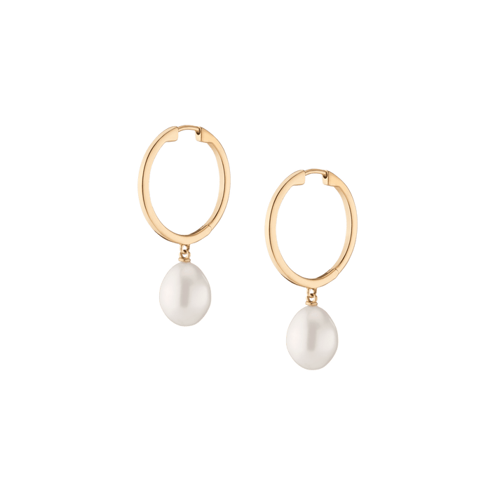 Pearl Drop Hoop Earrings Vermeil 14k 18k Yellow Gold Single Pair First