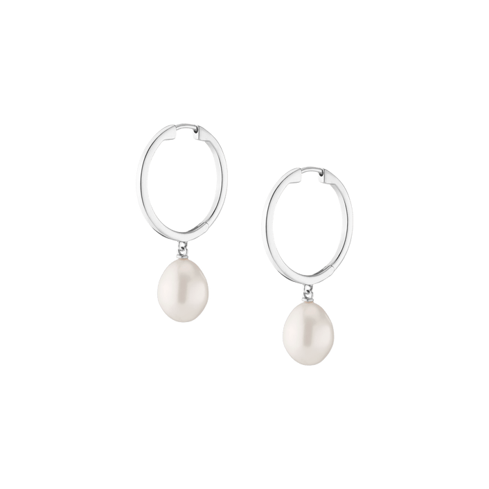 Pearl Drop Hoop Earrings Vermeil 14k 18k White Gold Single Pair First