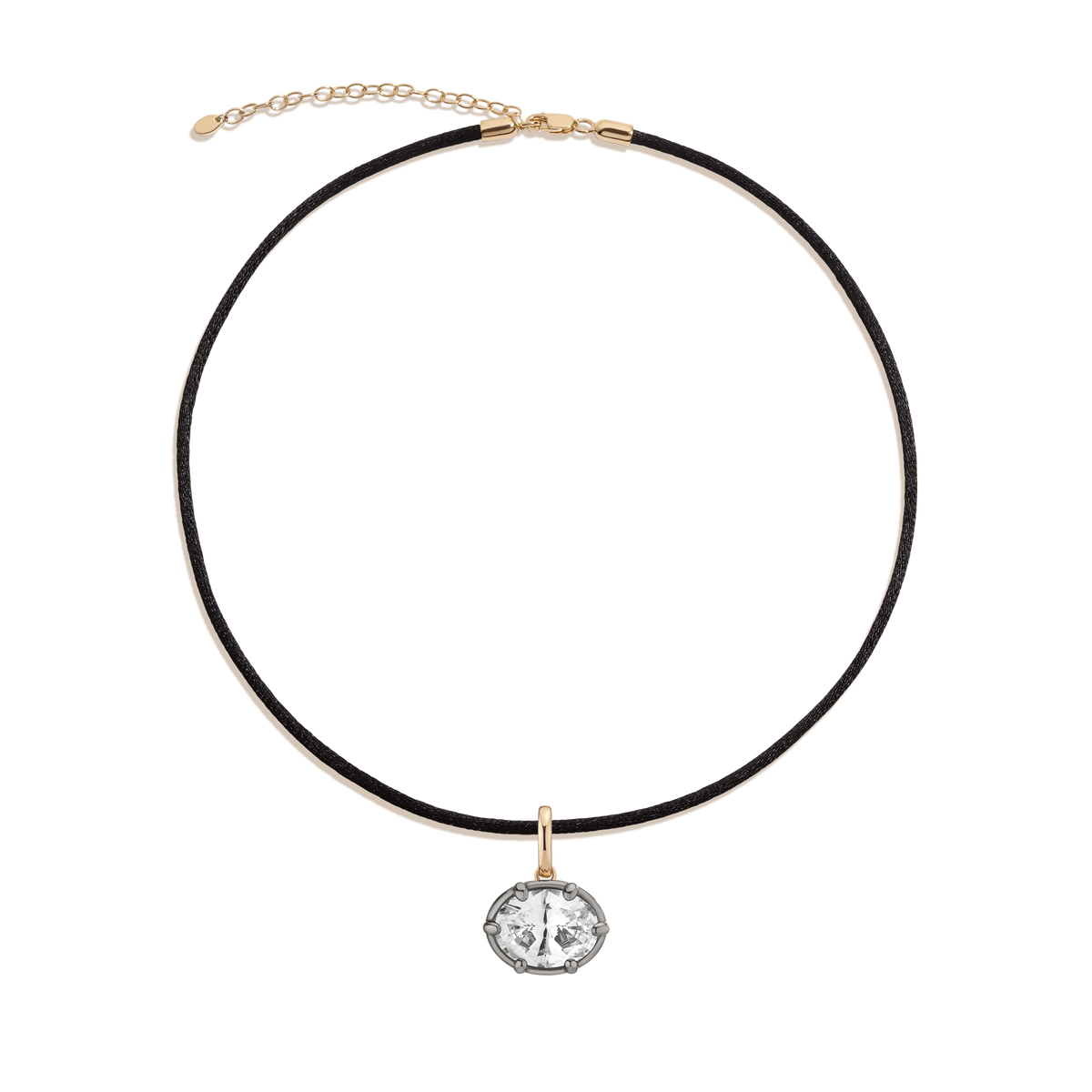 Aurate x Molly Dickson: Georgian Pendant Cord Necklace Vermeil Black Rhodium Oval