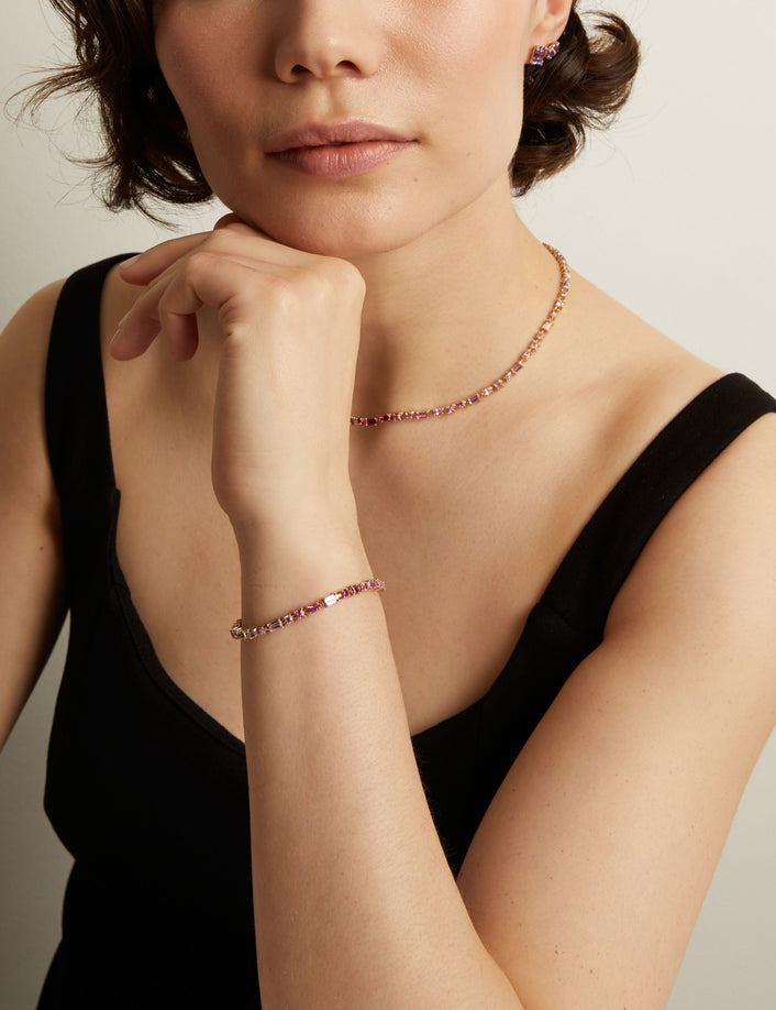 Pink Ombré Mosaic Tennis Bracelet