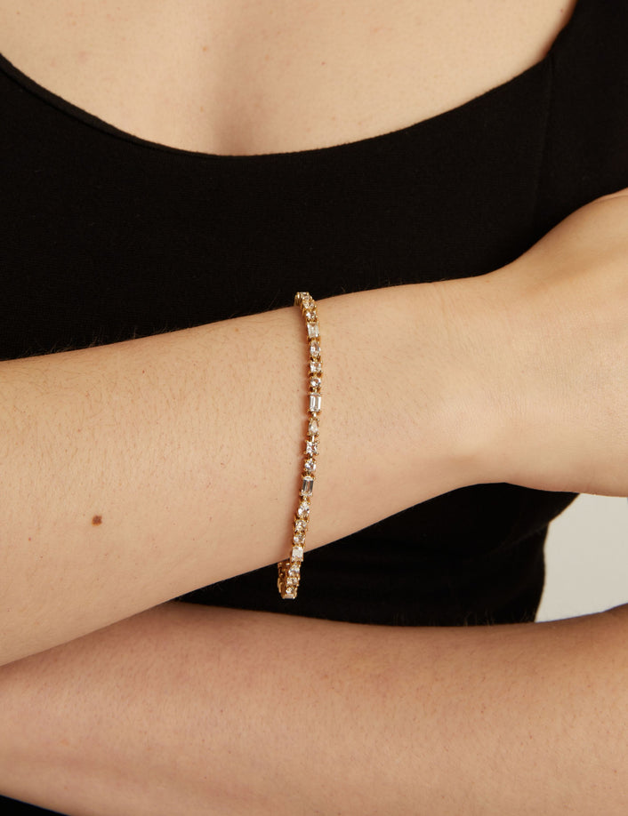 Lab Grown White Sapphire Mosaic Tennis Bracelet