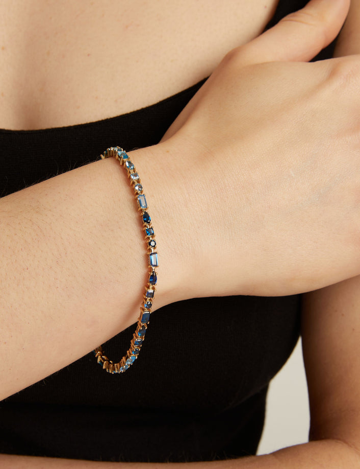 Blue Ombré Mosaic Tennis Bracelet