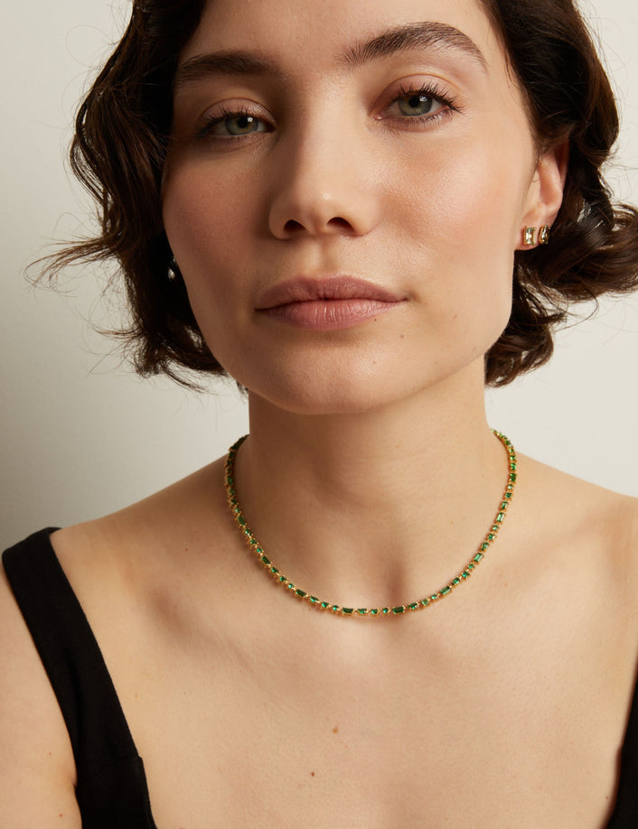 Green Ombré Mosaic Tennis Necklace