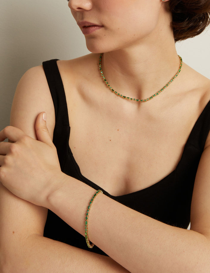 Green Ombré Mosaic Tennis Bracelet