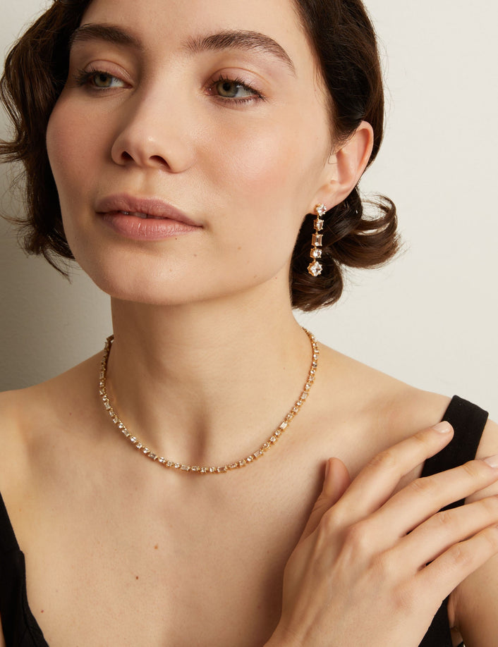 Lab Grown White Sapphire Mosaic Tennis Necklace