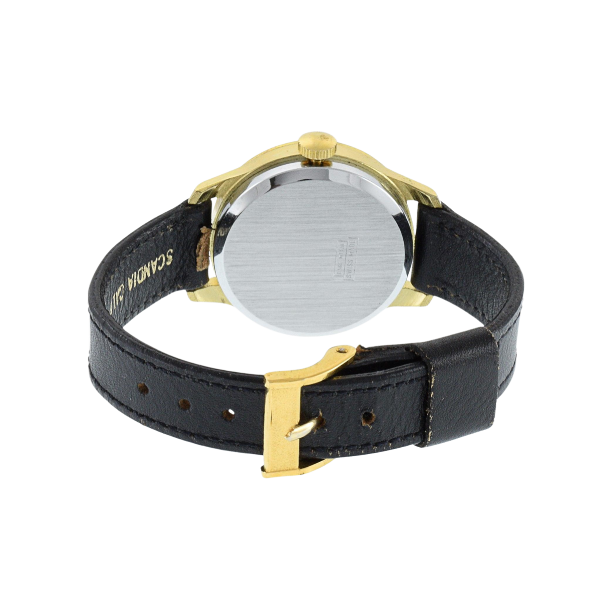 Vintage Lausanne Leather Watch 14k Gold Plated Yellow Gold
