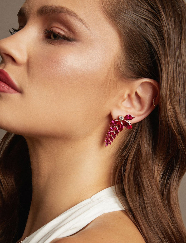 Aurate x Marilyn: Lab Grown Red Marquise Waterfall Earrings