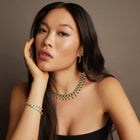 Lab Grown Green Emerald Teardrop Tennis Necklace