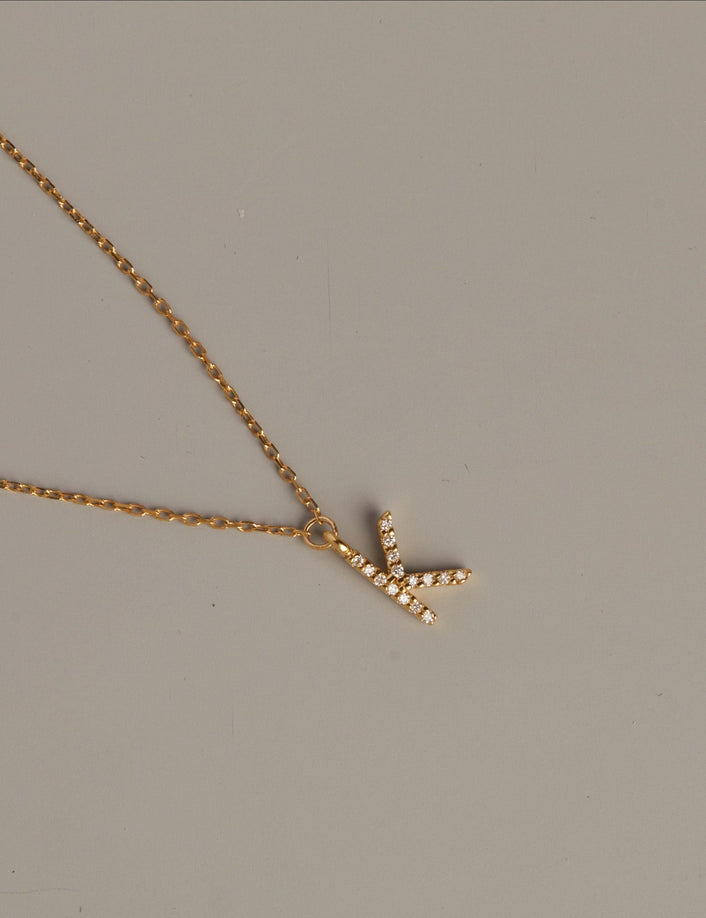 Lab Grown Diamond Pave Station Letter Necklace