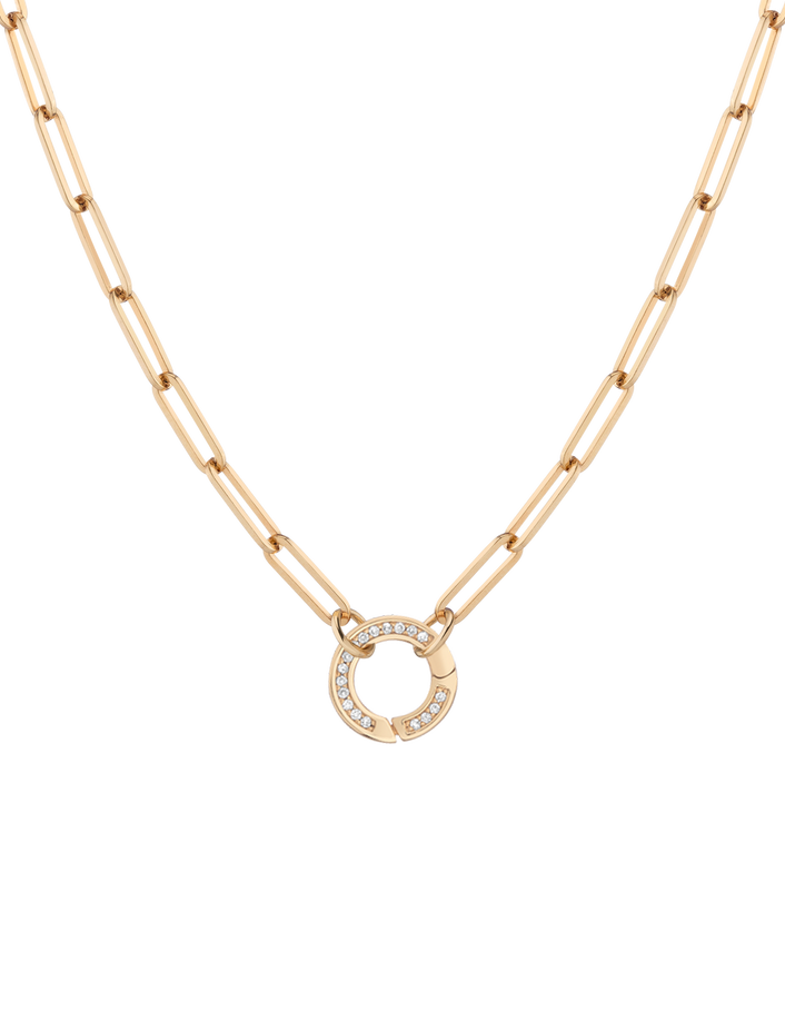 Paperclip Chain Charm Necklace Vermeil Yellow Gold 16in 18in Lab Grown White Sapphire First