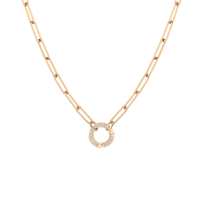 Paperclip Chain Charm Necklace Vermeil Yellow Gold 16in 18in Lab Grown White Sapphire First