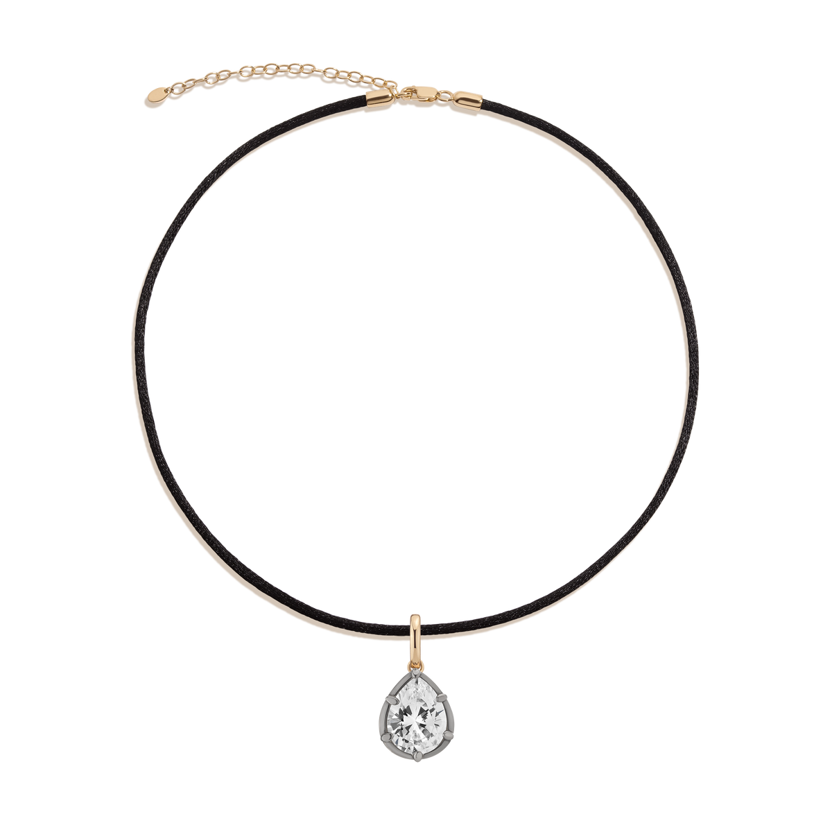 Aurate x Molly Dickson: Georgian Pendant Cord Necklace Vermeil Black Rhodium Pear