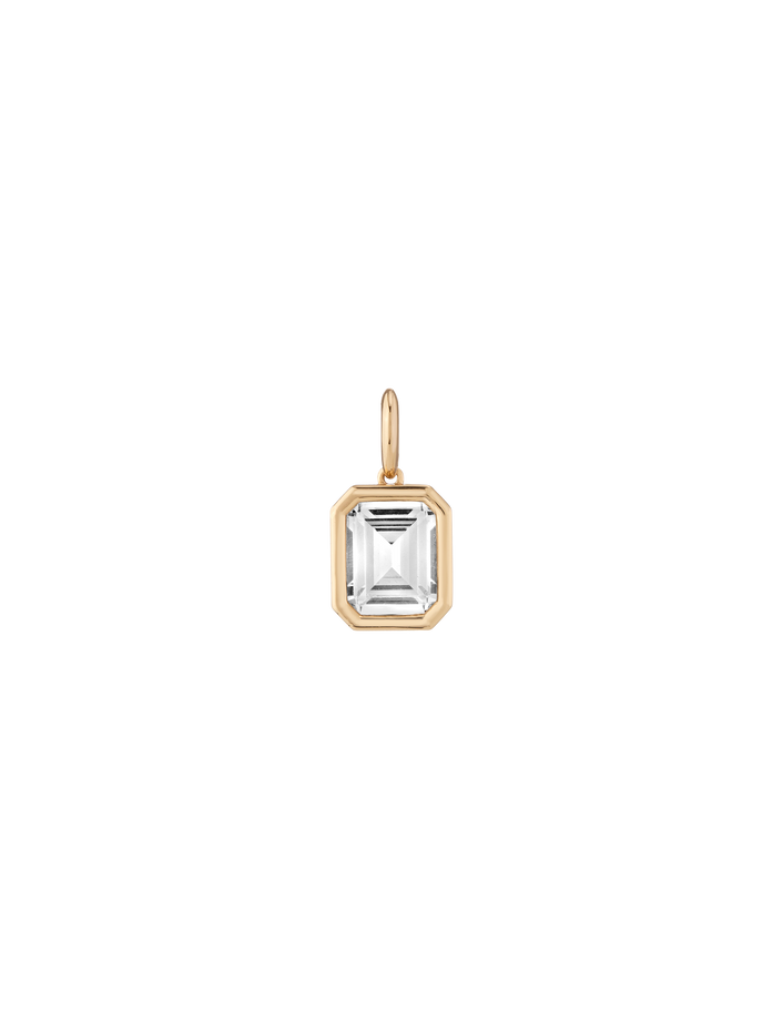 Emerald Lab Grown White Sapphire Bezel Pendant Vermeil Yellow Gold First
