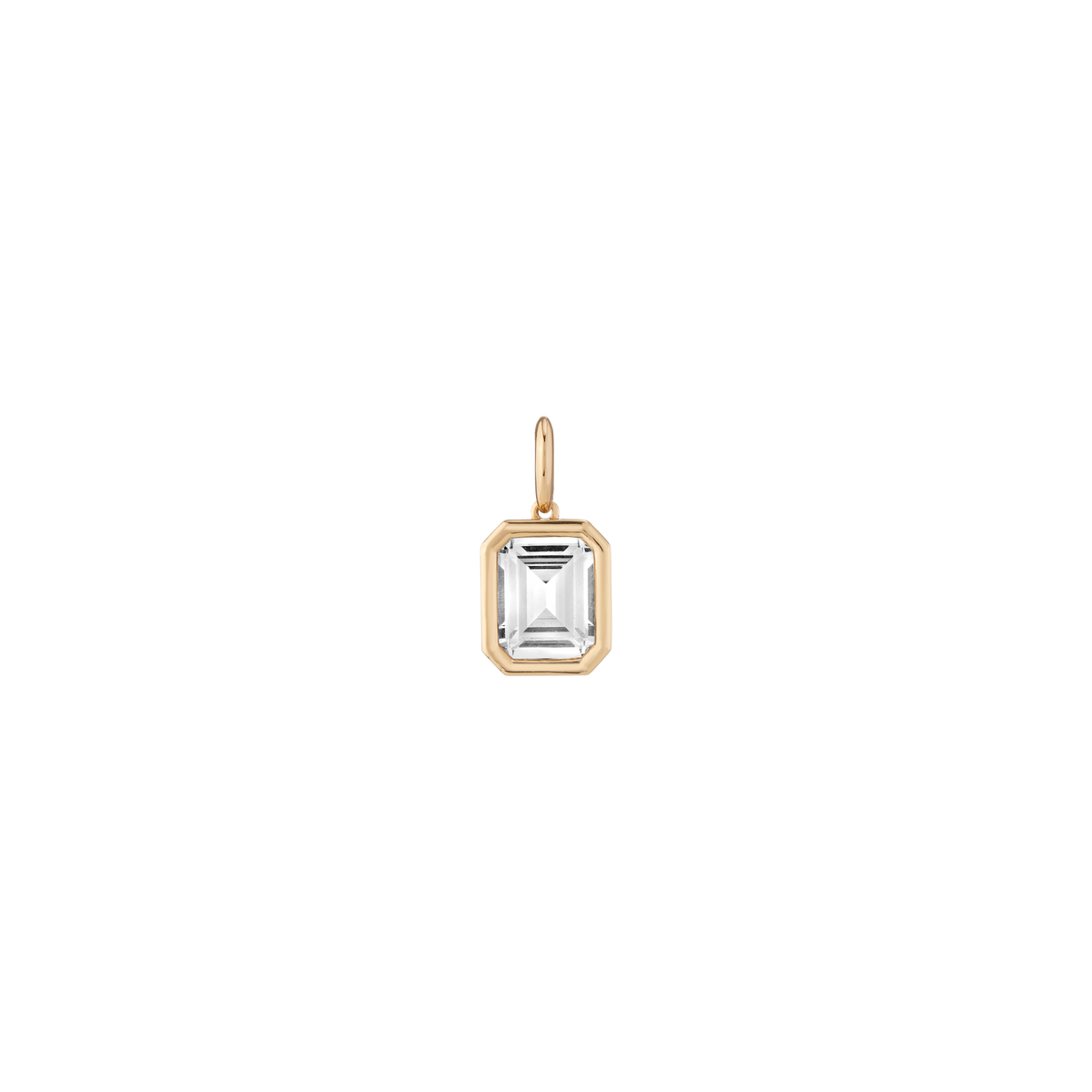 Emerald Lab Grown White Sapphire Bezel Pendant Vermeil Yellow Gold First
