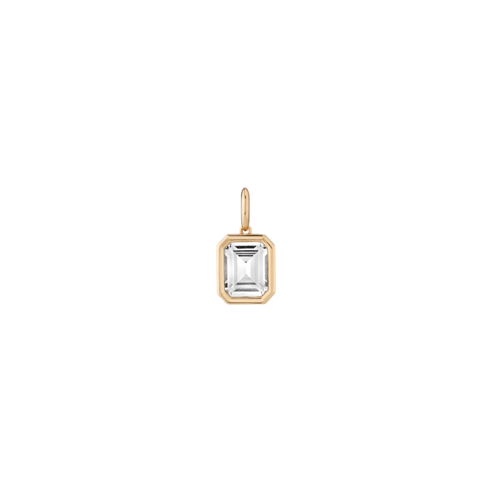 Emerald Lab Grown White Sapphire Bezel Pendant