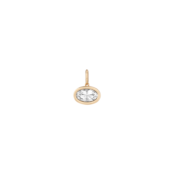 Oval Lab Grown White Sapphire Bezel Pendant