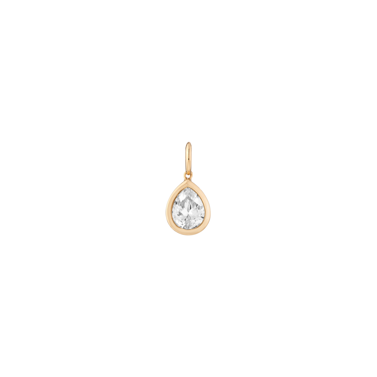 Pear Lab Grown White Sapphire Bezel Pendant Vermeil Yellow Gold First